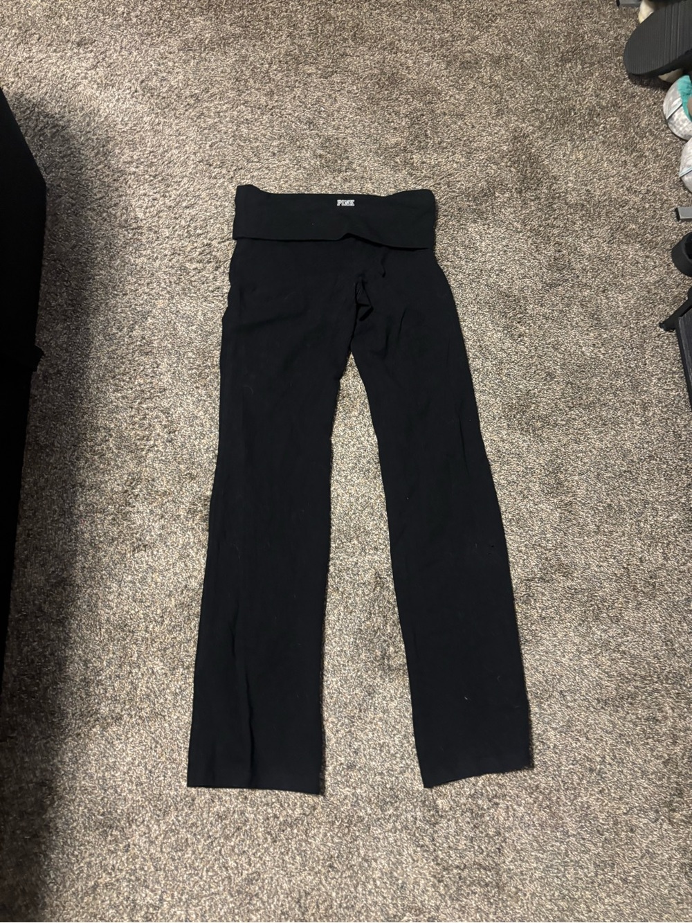 PINK Victoria's Secret Black Wide-Leg Fold-Over Pants
